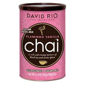 David Rio Sugar Free Decaf Pink Flamingo Vanilla Chai Mix - 11.9 oz. Canister