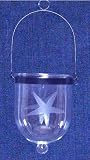 Individually Hand Etched Starfish Glass Candle Lantern 9.5"