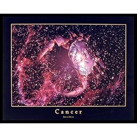 Astrology Animal Horoscope Sign Cancer Gold Wood-Mounted Art Poster Print - 20