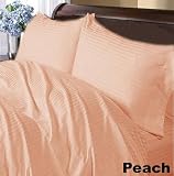 300TC 100% Egyptian Cotton Peach Stripe King Fitted Sheet
