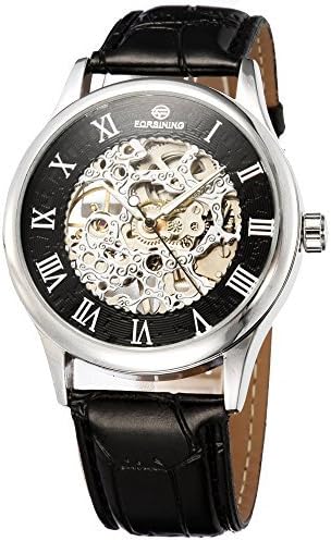 2016 New Fashion Skeleton Design Hollow Classic Men Mechanical Hand Wind Wrist Army Watch silver black