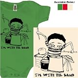 I'm with the Band drummer rock star organic cotton one-piece (metallic black ink), 3-6 months, grassy green