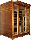 3 Person Sauna 7 Carbon FIR FAR Infrared Heaters +1 Ceramic Floor Heater Red Cedar Wood New