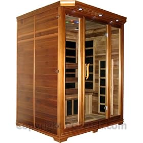 3 Person Sauna 7 Carbon FIR FAR Infrared Heaters +1 Ceramic Floor Heater Red Cedar Wood New