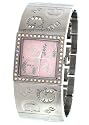 GUESS Women's Swarovksi Crystals Silvertone Etched-Bangle Watch