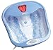16 by 14-3/4 by 6-1/2 inches; 3 inches deep; 2-year warranty against defects Vibrating massage, bubbles, infrared heat, warm water bathe, relax tired feet Bonus foot care kit of soap, sponge, brush, and loofah included Toe-touch control selects either heat/bubbles or heat/bubbles/massage Infrared pad atop foot bath turns on/off with pressure from foot