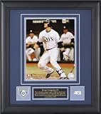 Mounted Memories Tampa Bay Rays Evan Longoria 8x10 Framed Photo with Team Medallion and Piece of Game Used Baseball