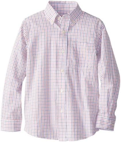 Jack Thomas Little Boys' Tattersall Shirt, White/Orange Blue Checks, 6