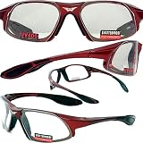 SAFETY GLASSES COBRA UV400 SUNGLASSES ANSI Z87.1 EYE PROTECTION RED FRAME