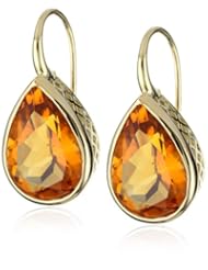 Ray Griffiths 18k Yellow Gold Small Pear Shaped Madeira Citrine Earrings on Hook Earrings