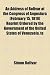 An Address of Bolivar at the Congress of Angostura (February 15, 1819) Reprint Ordered by the Government of the United States of Venezuela, to