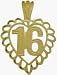 10K Yellow Gold Fancy #16 Heart Pendant