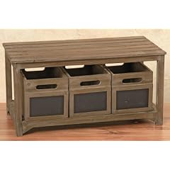 Bank mit Boxen 4tlg. Holz Holzbank Kisten Weinkisten Memotafel - L72cm