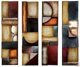 Wrought Iron Metal Wall Sculpture Art S/4 Art 31x8 144