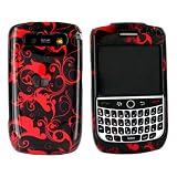 For Blackberry Curve 8900 Hard Case Red Swirl Blk