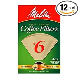 Melitta Cone Coffee Filters, Natural Brown, No. 6, 40-Count (Pack of 12)