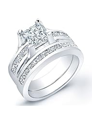 certified 2.25 ct princess cut diamond wedding engagement anniversary bridal ring set band