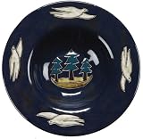 12 MARA Stoneware PASTA Plate SERVING BOWL Animal BIRD Tree BLUE Design