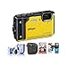 Nikon Coolpix W300 Point & Shoot Camera, Yellow - Bundle with 16GB SDHC Card, Camera Case, Cleaning Kit, PC Software Package