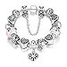 Bamoer 2016 European Pink Butterfly Murano Glass Beads Heart Dangle Beaded Letter A Initials Silver Plated Bangle Charm Bracelets for Teen Girls Kids Women 7.08