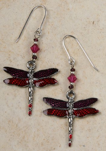 Enameled Dragonfly Charm Earrings