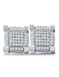 0.75 cttw. Diamond Micro Pave Earrings 10K White Gold