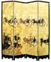 Beautiful Asian Furniture & D�cor - 72" Chinese Horse Art Print Decorative Oriental Room Divider Screen - 4 Panel