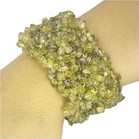 Cute Stretchy Peridot Web Chip Bracelet by  