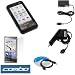 Black Durable Rubber Soft Silicone Skin Cover Case + Rapid Car Charger + Home Travel Charger + Clear Durable Reusable LCD Screen Protector + USB Data Cable for Verizon Samsung I900 I910 Omnia Smartphone