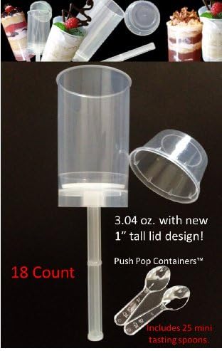 Giarraffa Co. Push up Pop Containers with Tall 1" Flat Top Lids 18 Count BPA Free
