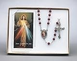 Set of 4 Jesus Divine Mercy Rosaries With Crucifixes And Prayer Cards #36063