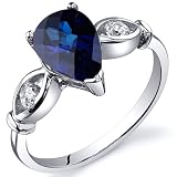 3 Stone 1.75 carats Blue Sapphire Ring in Sterling Silver Rhodium Finish Available in Size 5 thru 9
