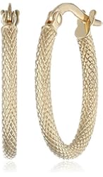 14k Yellow Gold Oval Hoop Earrings (0.6" Diameter)