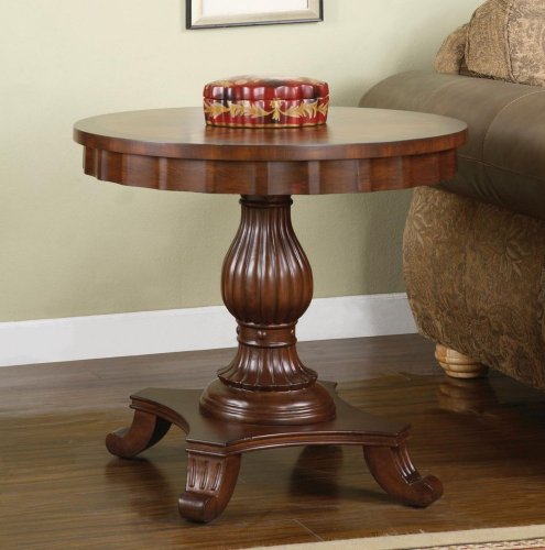 Powell Round Scalloped Apron Accent Table 382-351 (As shown) (25.7''H x 28''W x 15''D)