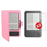 Neewer PINK Protective Leather Case Cover For Amazon Kindle 3 eBook E-Reader 2x SCREEN PROTECTOR on sale