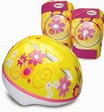 Bell Toddler Girl Bicycle Helmet, Knee Pads, and Elbow Pads Value Pack (Flower Power)