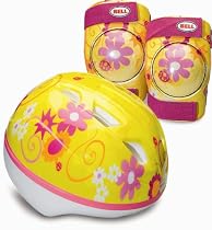 Bell Toddler Girl Bicycle Helmet, Knee Pads, and Elbow Pads Value Pack (Flower Power)