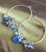 Fashion earrings 776 blue beads on silver colour wire hoop