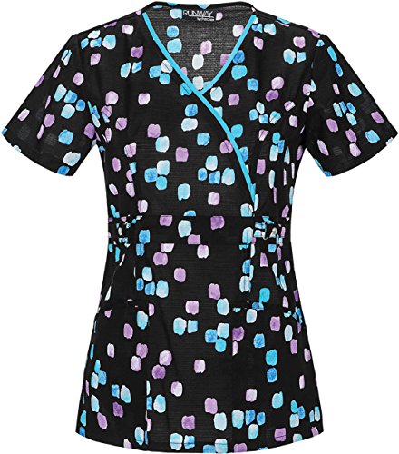 Runway by Cherokee Women's 3665 Mock Wrap Print Scrub Top