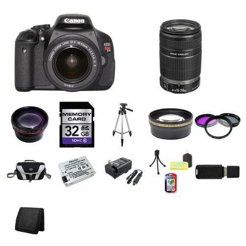 Canon EOS Rebel T3i 18 MP CMOS Digital SLR Camera w 18 55mm IS II 55 250 IS II Lens Kit Package
