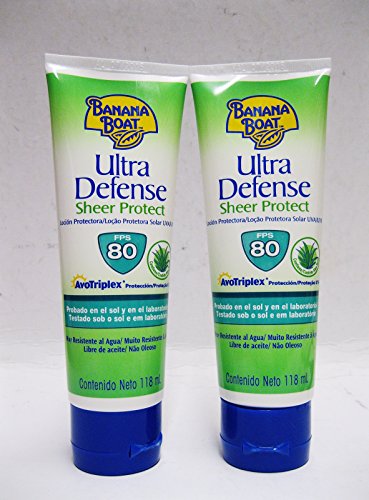 Banana Boat Ultra Defense Sheer Protect SPF 80 119ml = 3.99oz Each Bottle (Pack of 2)