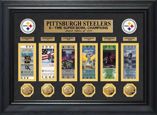 NFL Pittsburgh Steelers Super Bowl Ticket and Game Coin Collection Framed