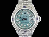 Rolex WG Ladies String Datejust Watch Diamonds Ice Blue Dial Sapphire Bezel