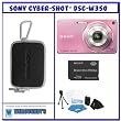 Sony DSC-W350 14.1MP Digital Camera with 4x Wide Angle Zoom with Optical Steady Shot Image Stabilization (Pink) + Bonus Pack # 3