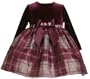 Bonnie Baby Stretch Velvet To Organza Plaid Skirt, Plum, 18 Months