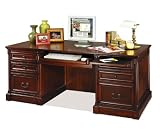 Kathy Ireland Home by Martin Furniture Mount View Double Pedestal Wood Computer Desk in Cherry