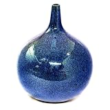Handmade Decorative Blue Ceramic Flower / Bud Vase With Black Speckle Design