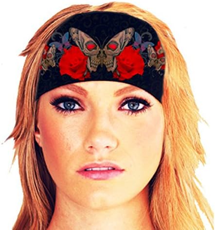 Hair Glove EZ Bandz Reversible Roses Skull Butterfly Head Band
