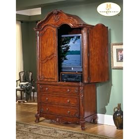 Home Elegance French Style Armoire Cabriole Legs with Carving Cherry finish 1385-7