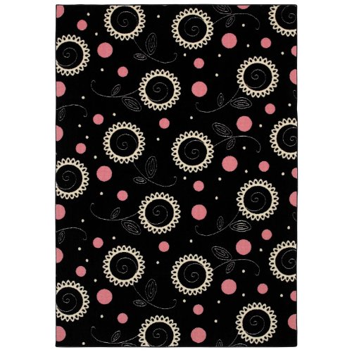 Kathy Ireland Young Attitudes 5-Foot 5-Inch by 7-Foot 9-Inch Rug in Madison Girl, Black/Pink